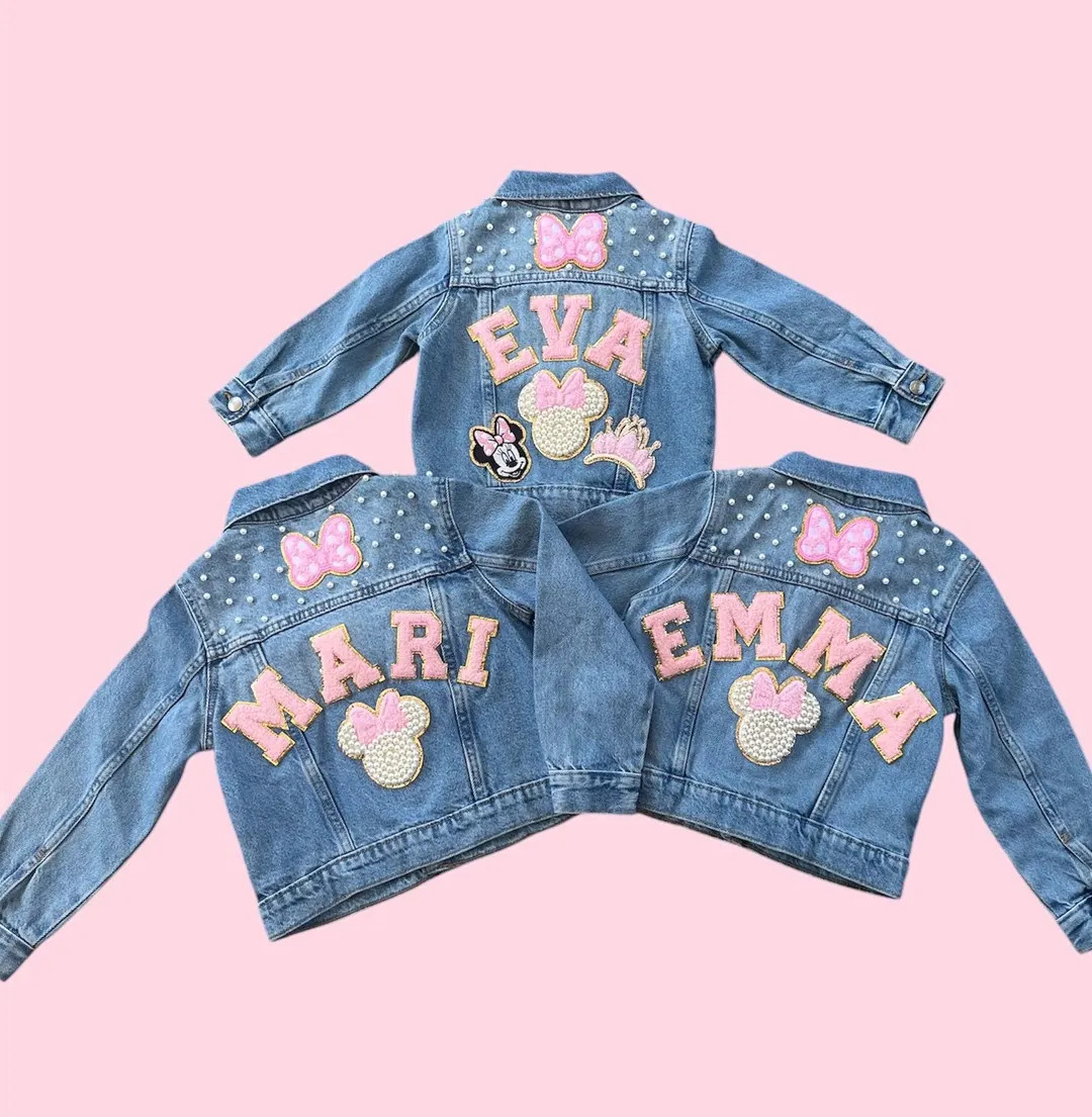 Magic park Disney jacket with pearls , patches are sewn on | Etsy (US)