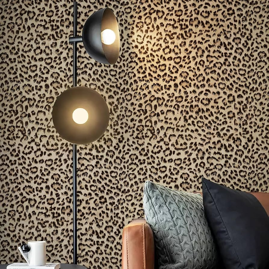 Leopard Print Peel and Stick Wallpaper, Waterproof Removable Self Adhesive Textured Wall Paper, Y... | Amazon (US)