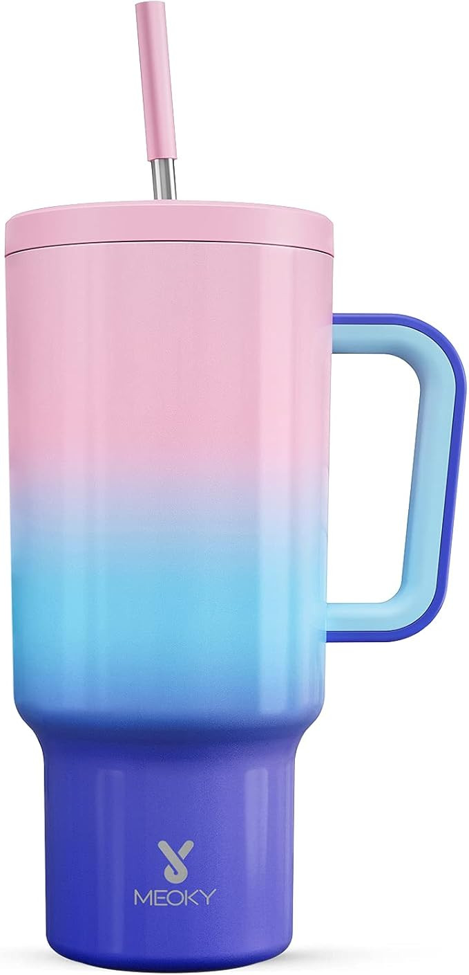 Meoky 40oz Tumbler with Handle, Leak-proof Lid and Straw, Insulated Coffee Mug Stainless Steel Tr... | Amazon (US)