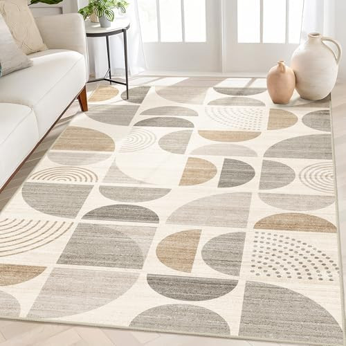 MUJOO Boho Rug Washable,4x6.5 Area Rugs for Bedroom Living Room Bedside Office,Throw Floor Carpet... | Amazon (US)