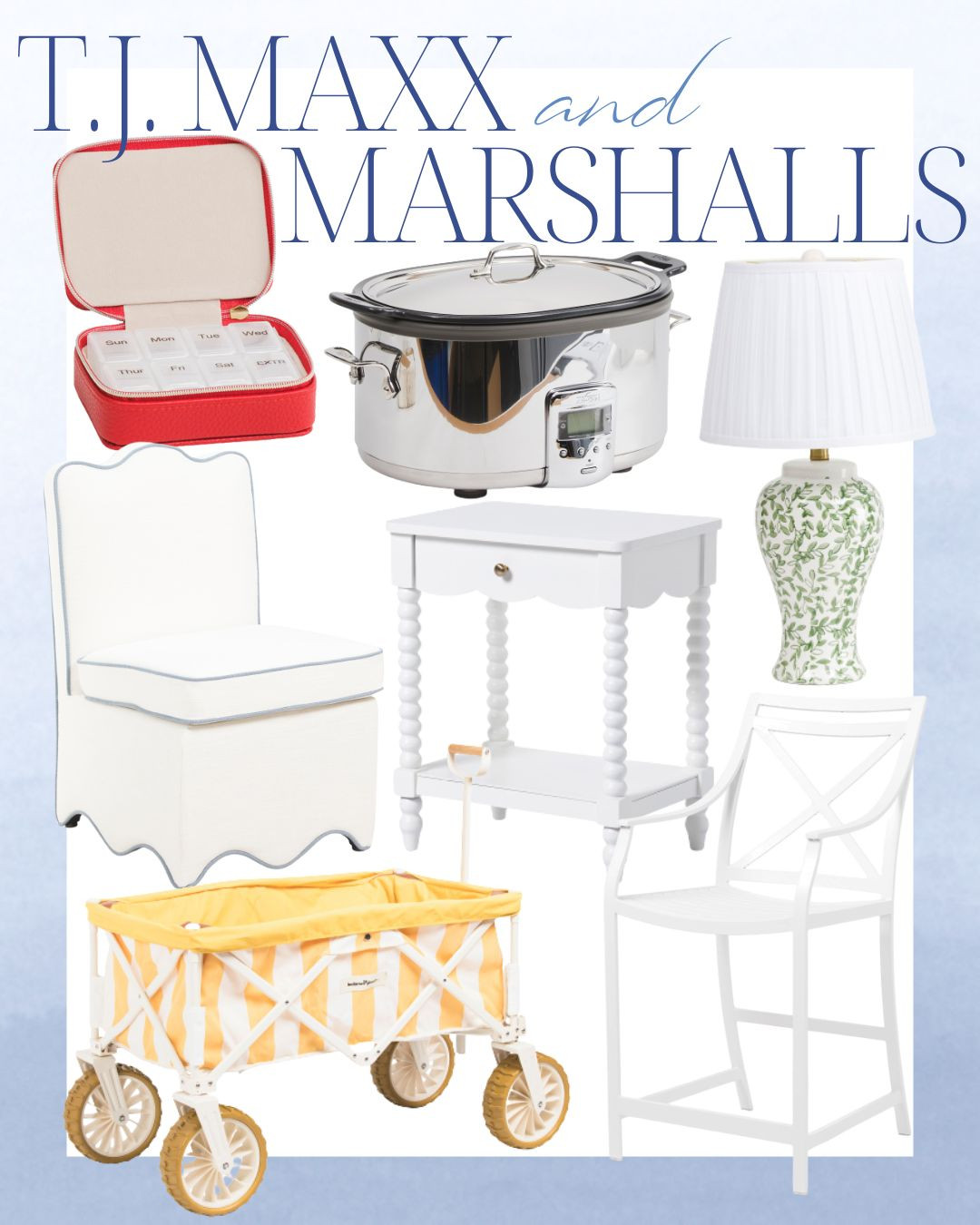 T.J. Maxx and Marshalls finds! 

living room | bathroom | bedroom | home decor | home refresh | bedding | nursery | classic home | traditional home | blue and white | furniture | coffee table | southern home | coastal home | grandmillennial home | scalloped | woven | rattan | classic style | preppy style | grandmillennial decor | blue and white decor | classic home decor | traditional home | bedroom decor | bedroom furniture | dresser | blue chair | brass lamp | floor mirror | euro pillow | white bed | linen duvet | side table | rug | glassware | cups | plates | hosting | kitchen spring | sale picks | outdoor furniture | porch | beach | Lillian August | Karma Home | Ballard Designs 

 #LTKHome