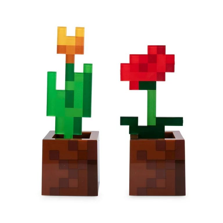 Minecraft Orange Tulip and Poppy Flower Pot Mood Lights | Set of 2 - Walmart.com | Walmart (US)