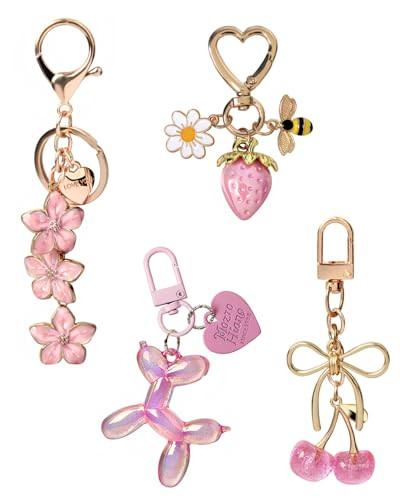 4 PCS Bag Charms for Handbags, Cute Purse Charm Keychain Cherry Key Chain Accessories for Women M... | Amazon (US)