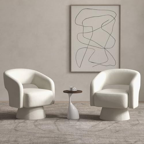 Bonzy Home Swivel Barrel Chair, Set of 2 Velvet Accent Armchair 360 Degree Swivel Club Chair for Living Room Bedroom Reception Room, Beige | Amazon (US)