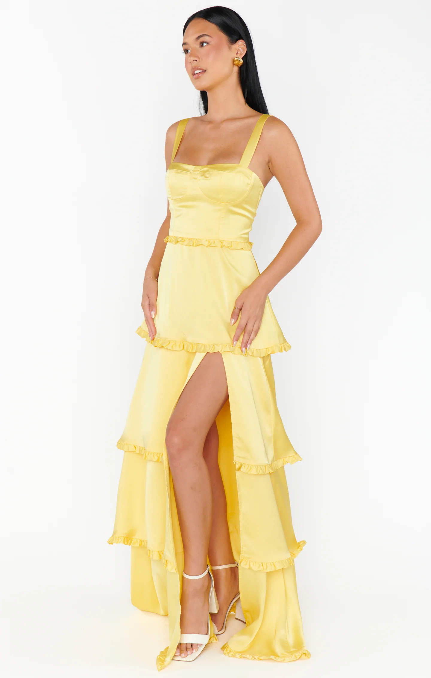 Lady Corset Dress ~ Cantaloupe Luxe Satin | Show Me Your Mumu