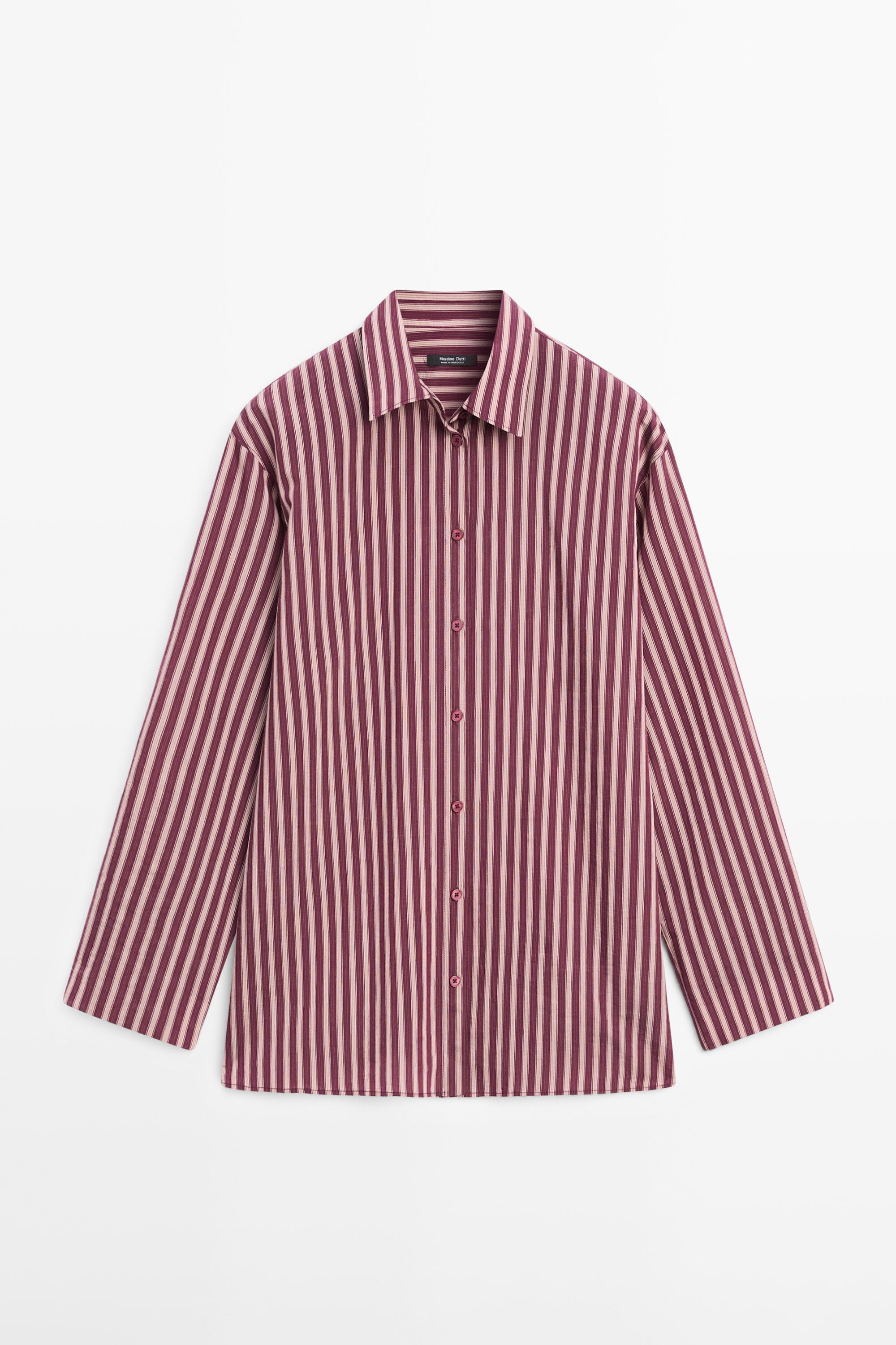 Flowing shirt with striped detailing | Massimo Dutti UK