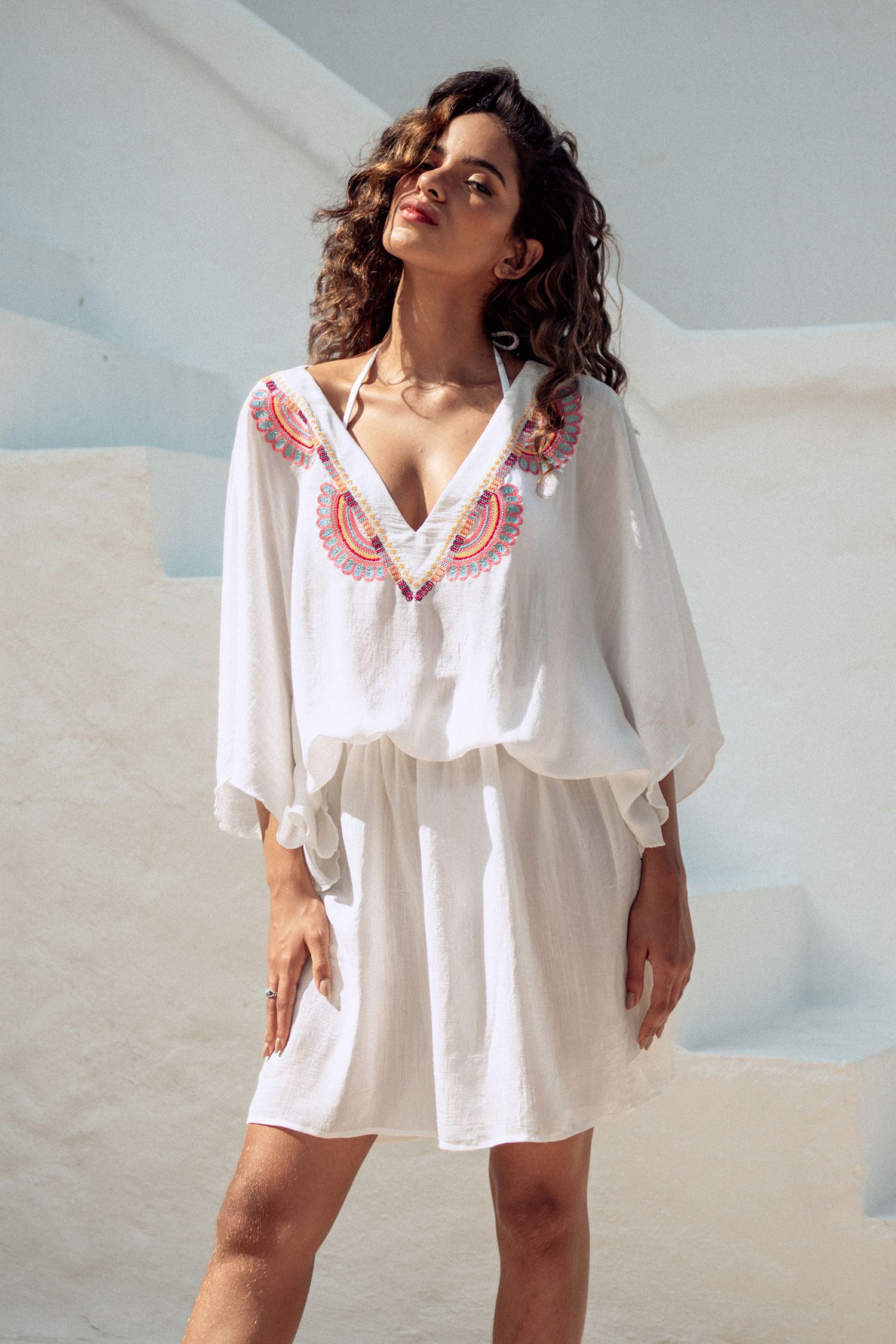 Embroidered V-Neck Cover-Up Dress | Cupshe US