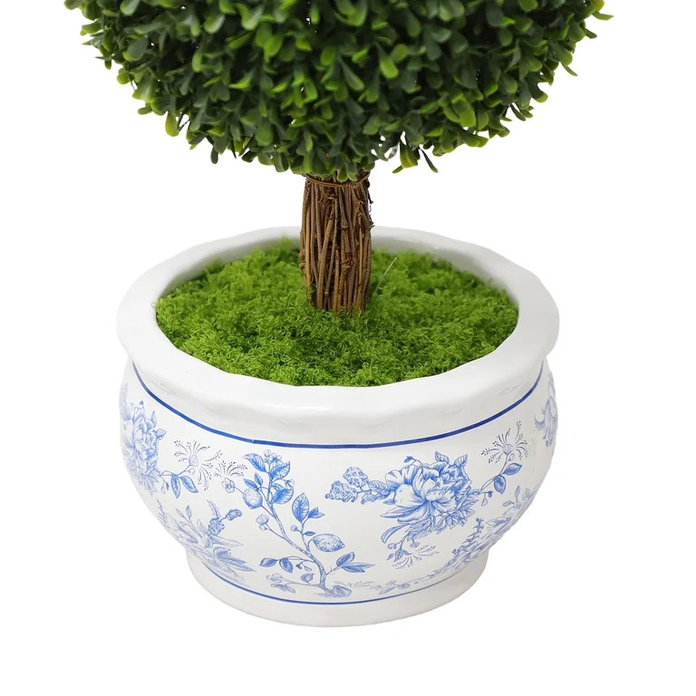 Boxwood Artificial Topiary in Floral Pot, 16", by My Texas House | Walmart (US)