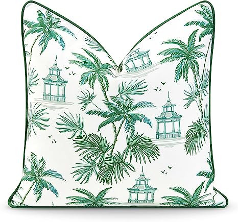 Hofdeco Premium Coastal Patio Indoor Outdoor Pillow Cover Only, 20"x20" Water Resistant for Backy... | Amazon (US)