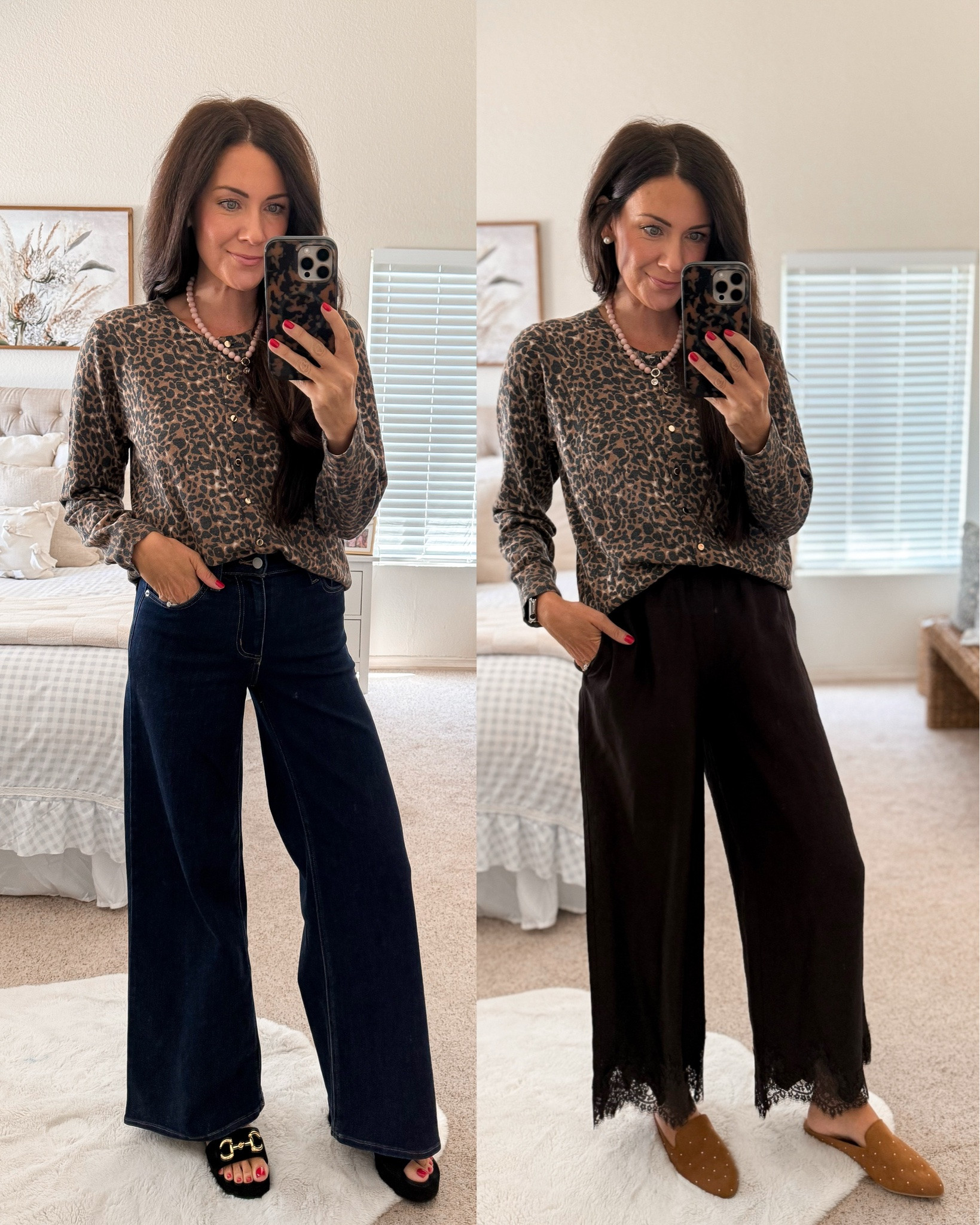 Walmart leopard cardigan styled two ways! I sized up to a large fyi
Silky lace trim pants-xs
Wide leg jeans-4, between go up

#LTKootd #LTKSeasonal #LTKSaleAlert