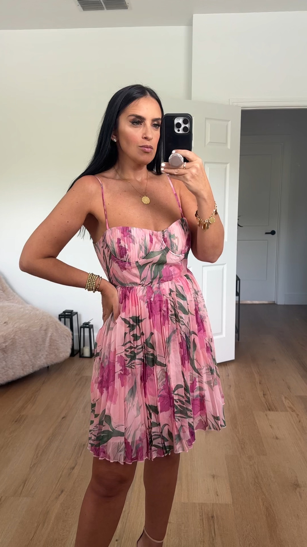 Achanti Floral Pleated Chiffon Dress now 25% off