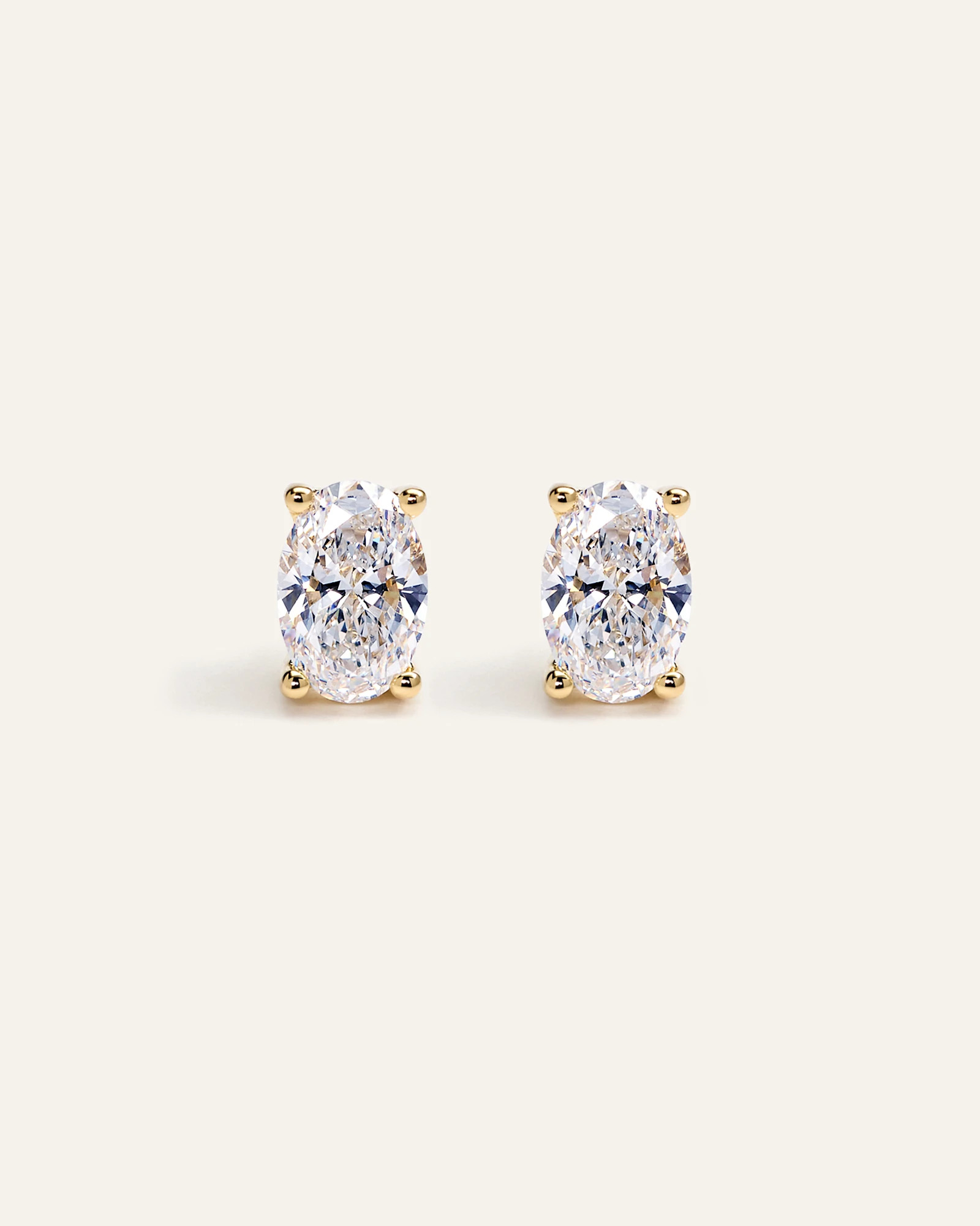 Quince | Women's 14K Gold Lab Grown Diamond Oval Solitaire Studs in White Gold | Quince