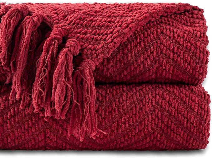 BATTILO HOME Red Throw Blanket for Couch, Knit Christmas Throw Blanket for Home Decor, Super Soft... | Amazon (US)