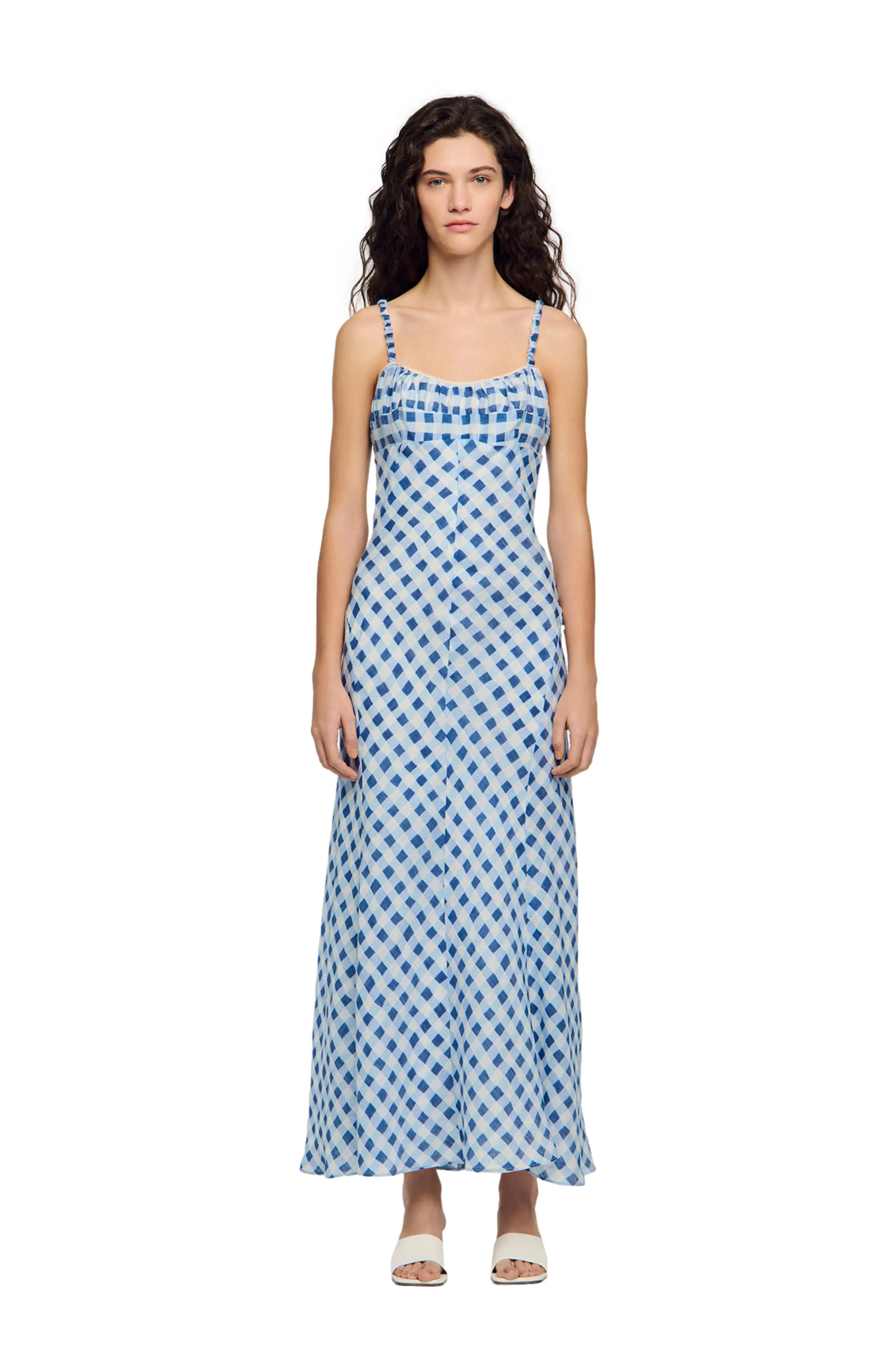 SANDRO Gingham linen maxi dress (Women) | Nordstrom | Nordstrom