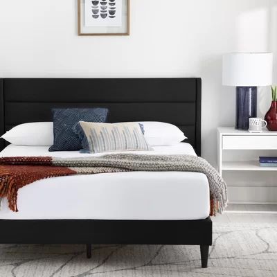 Annaalicia Upholstered Low Profile Platform Bed Latitude Run® Size: Queen, Color: Black | Wayfair North America