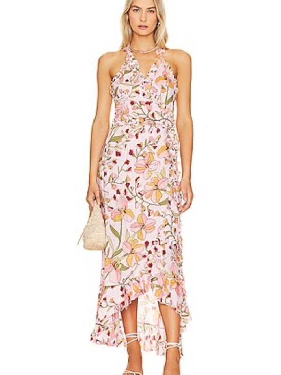 Poupette St Barth Long Dress Tamara Pink Jonquille - Size Small | Poshmark