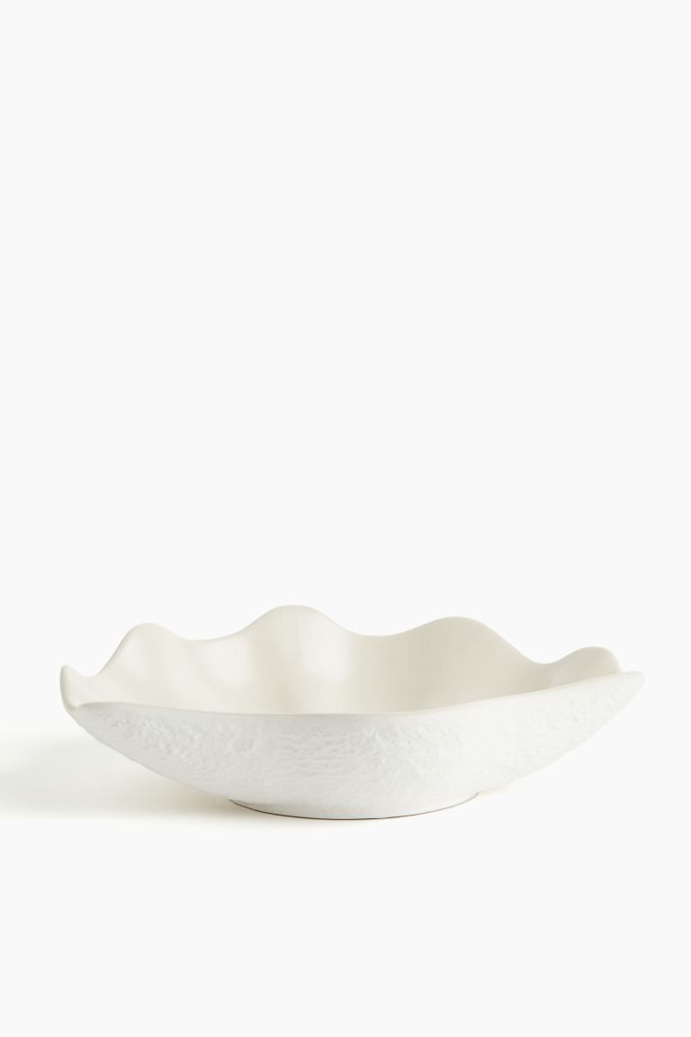 Stoneware Clamshell Bowl - White - Home All | H&M US | H&M (US + CA)