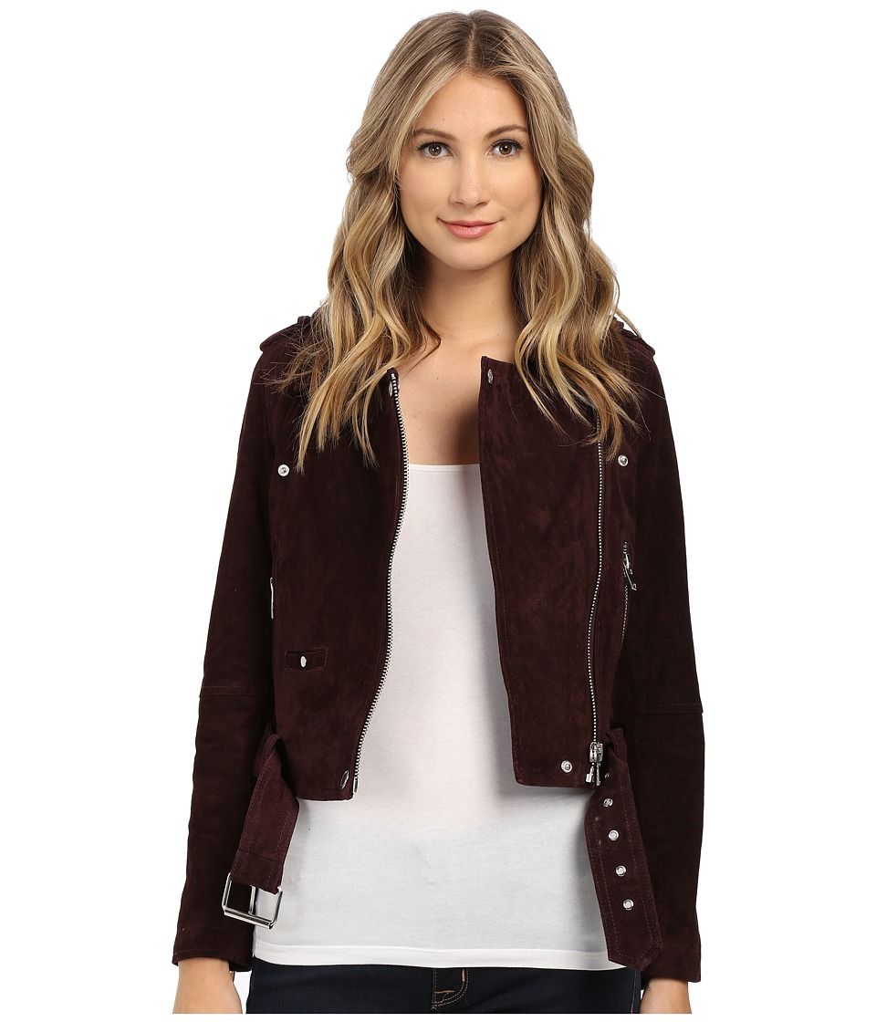 Blank NYC - Burgundy Suede Moto Jacket in Morning After (Morning After) Women's Coat | Zappos