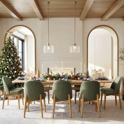 9-Piece Dining Set for 8, Extendable Trestle Base Table with Upholstered Chairs Featuring Solid Wood Legs-Panipeachy | Target