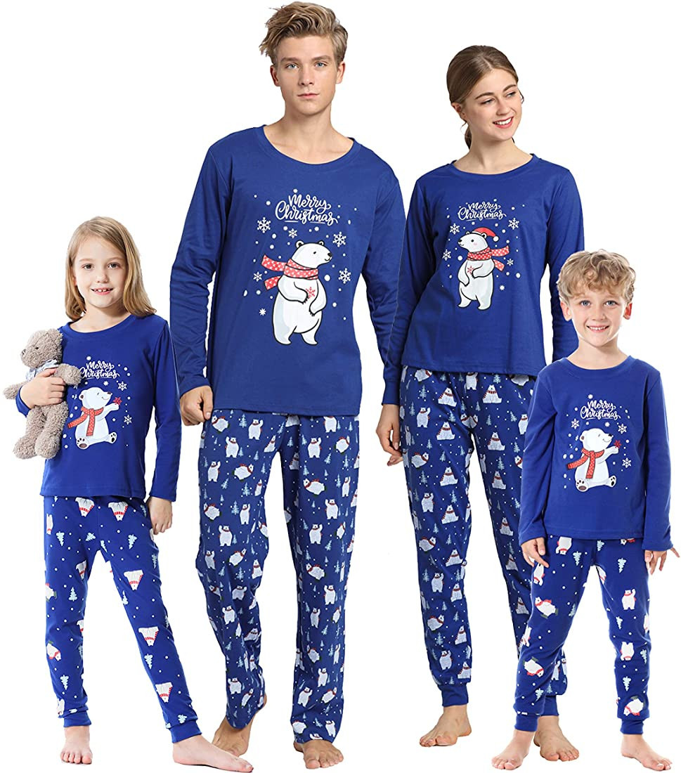 Hupohoi Family Matching Pajama Sets Cute Polar Bear Sleepwear Christmas Clothes Nighty | Amazon (US)