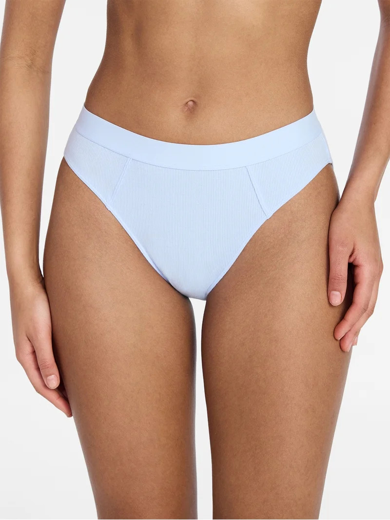 No Boundaries Cotton Ribbed Hi-Cut Brief Panty, Women's XS-XXXL | Walmart (US)