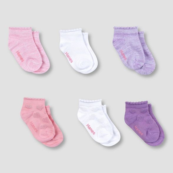 Hanes Premium Toddler Girls' 6pk Low Cut Comfortsoft Socks | Target