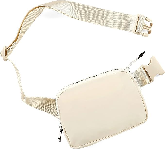 ODODOS Unisex Fanny Pack with Adjustable Strap Mini Belt Bag for Workout Running Hiking, Ivory | Amazon (US)