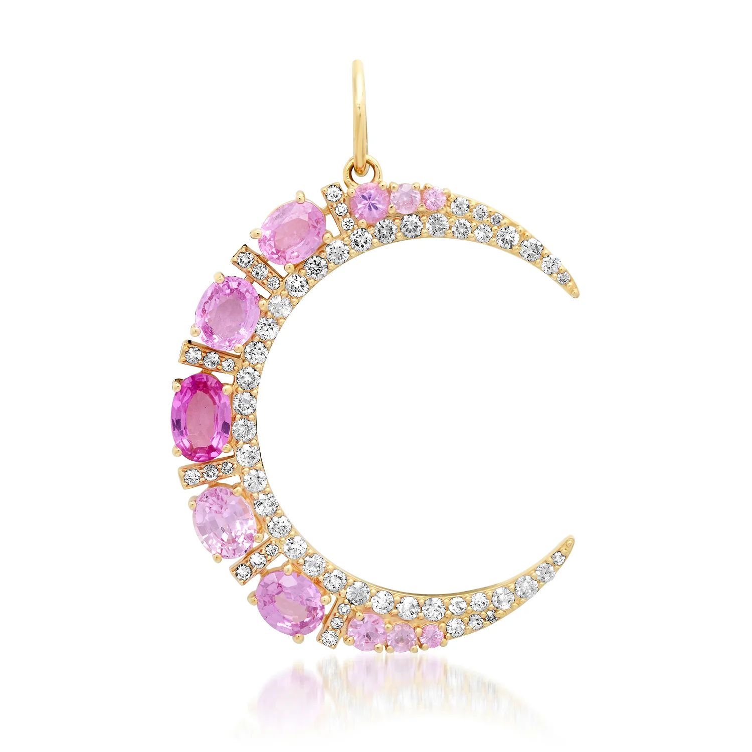 Graduated Gemstone & Diamond Crescent Moon Pendant | Milestones by Ashleigh Bergman