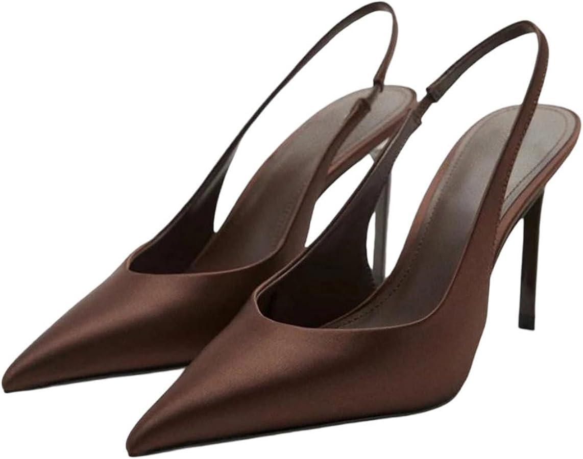 Women Mules Heels Pointed Toe Pumps Spaghetti Sandals | Amazon (US)