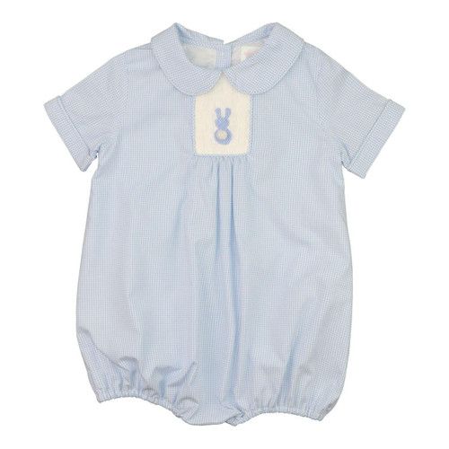 Blue Gingham Smocked Bunny Bubble | Cecil and Lou