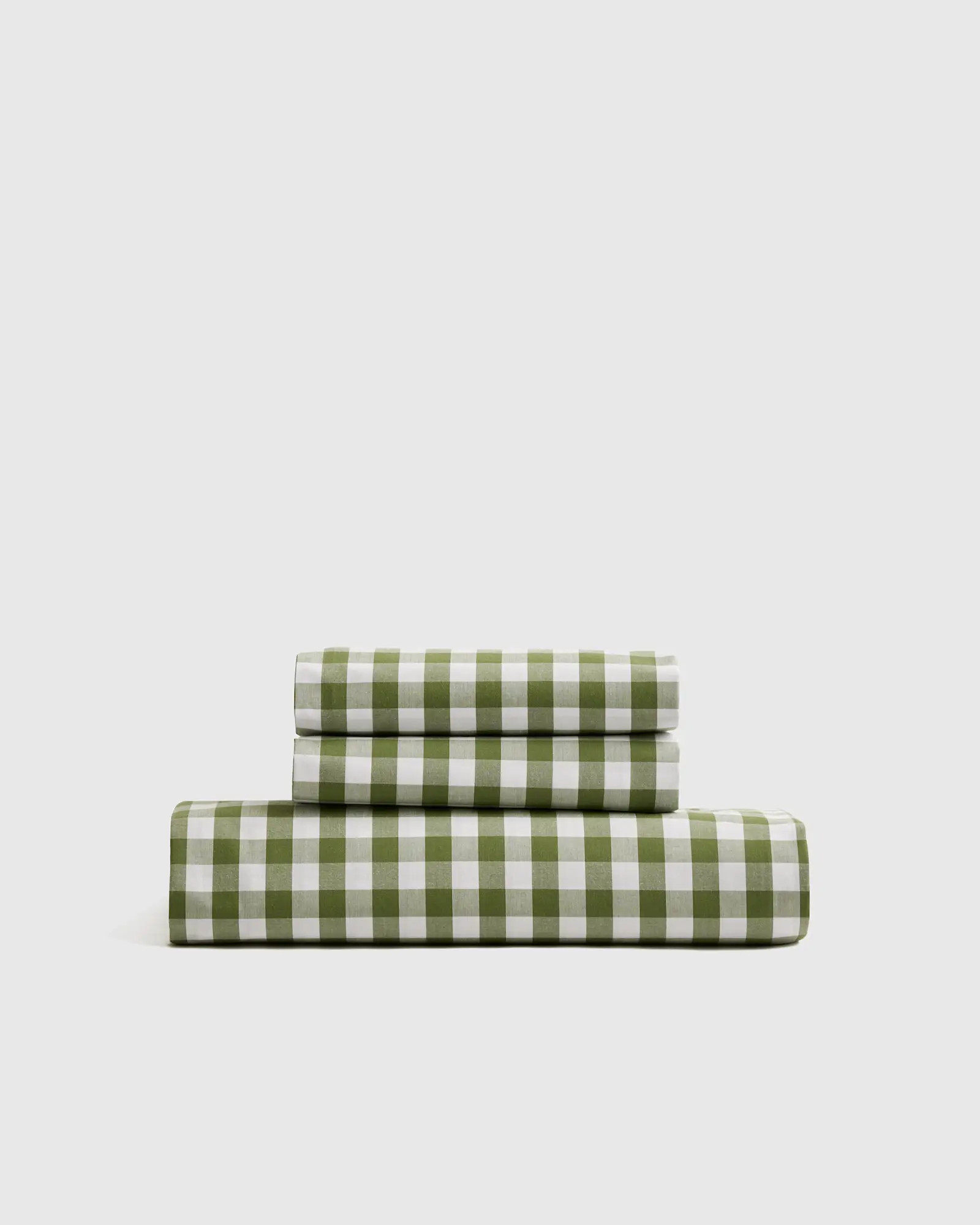 Classic Organic Percale Gingham Fitted Sheet Set | Quince
