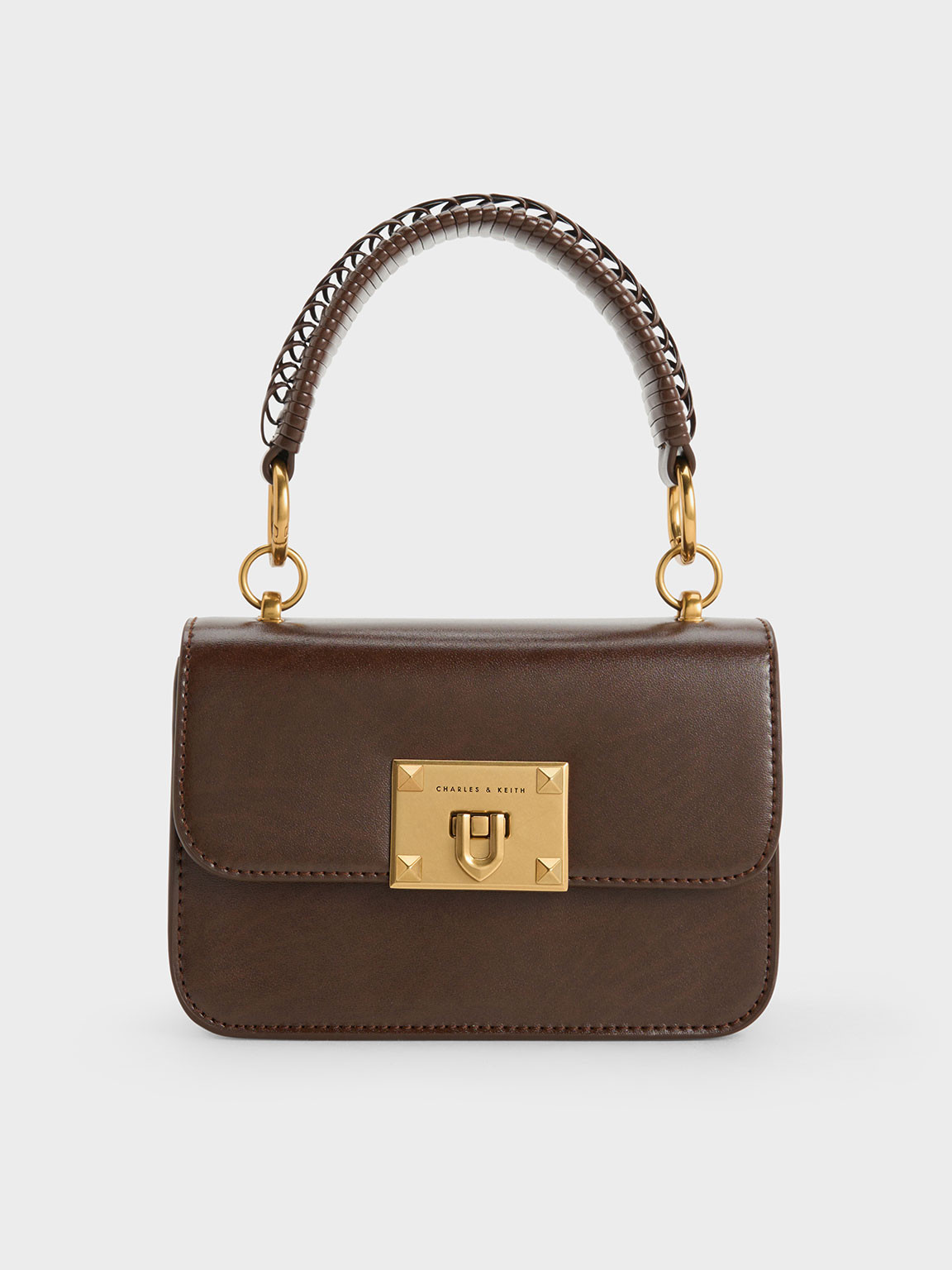 Metallic Turn-Lock Bag
 - Dark Brown | Charles & Keith US