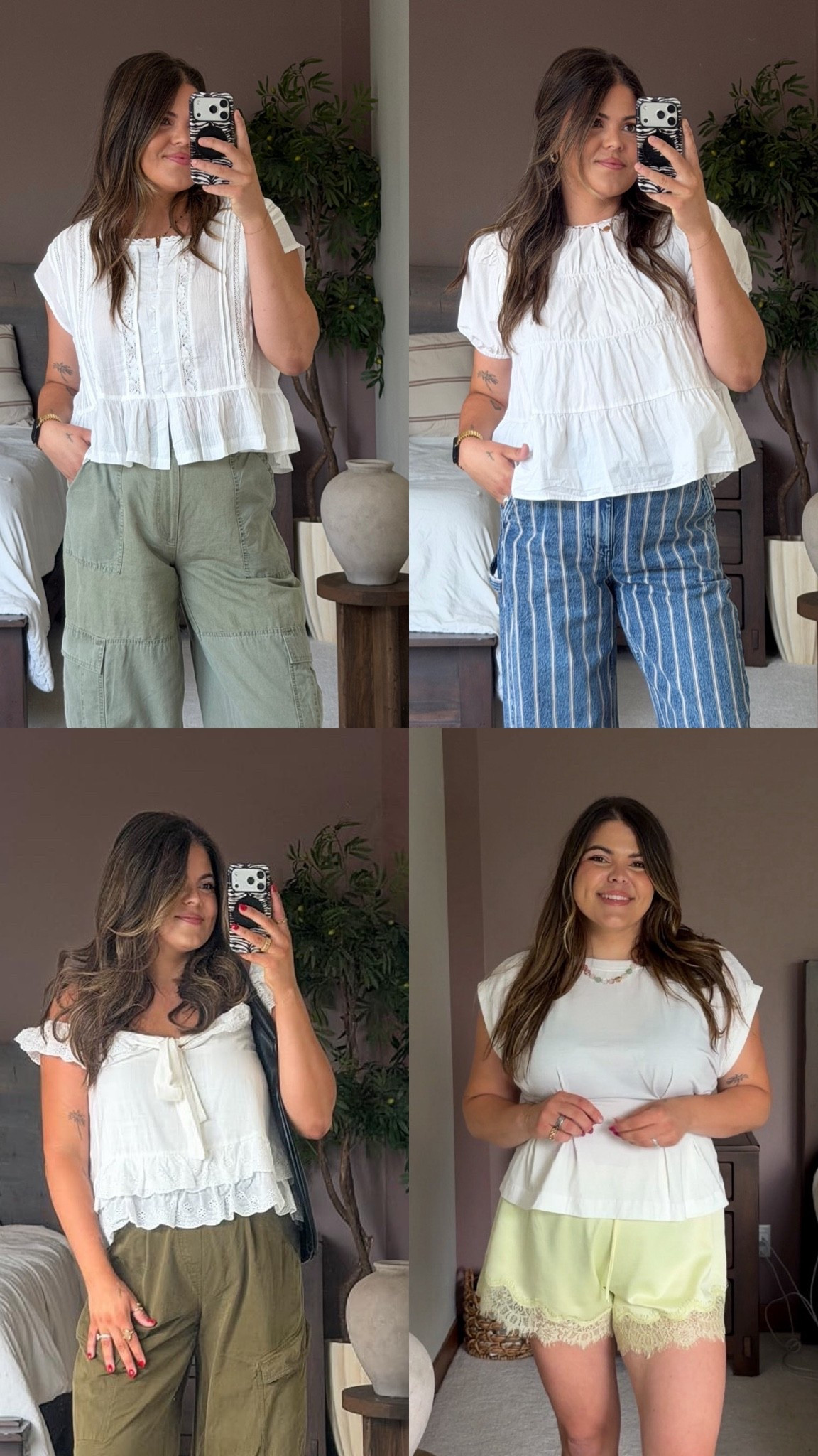 Flowy white tips 
Amazon 
@Walmart 
Midsize, size 12, size 14, mom style, curvy outfit, thick tummy approved, teacher, office