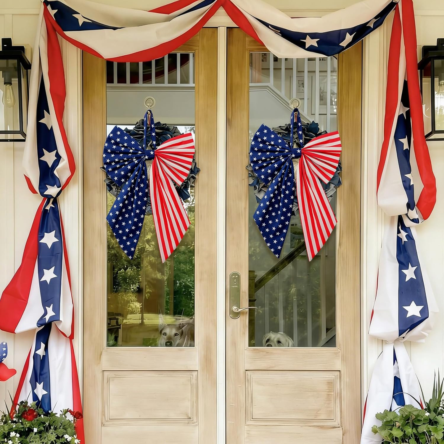 Suncalla Red 2 Pcs Wreath Bows 19.6'' x 11.8'' Wreath Sash for Front Door Christmas Party Yard Do... | Amazon (US)