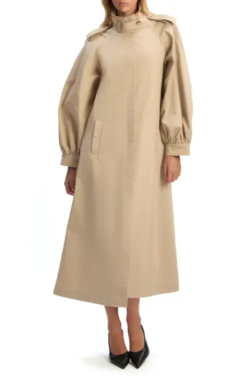 Bardot Isler Longline Trench Coat in Latte at Nordstrom, Size Large | Nordstrom