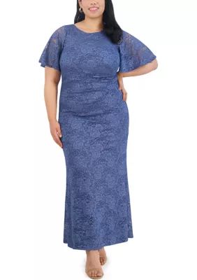 Plus Size Short Sleeve Scoop Neck Solid Gown | Belk