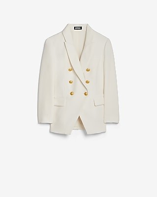 Double Breasted 3/4 Sleeve Novelty Button Blazer | Express