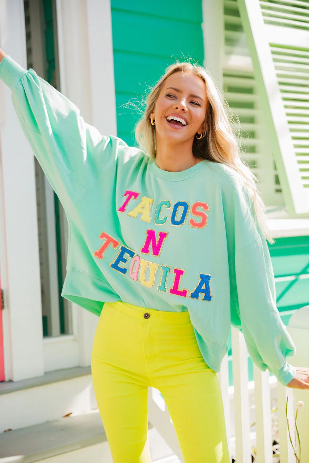 TACOS AND TEQUILA MINT PULLOVER | Judith March