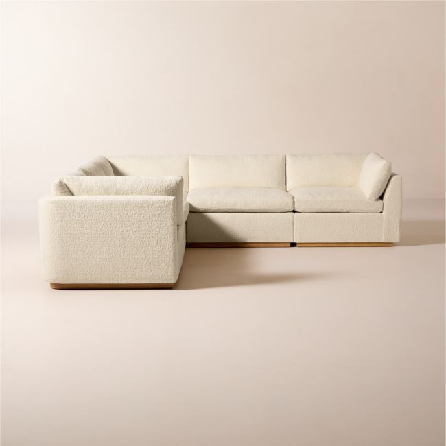 Stormo 5-Piece L-Shaped Ivory Boucle Sectional Sofa | CB2