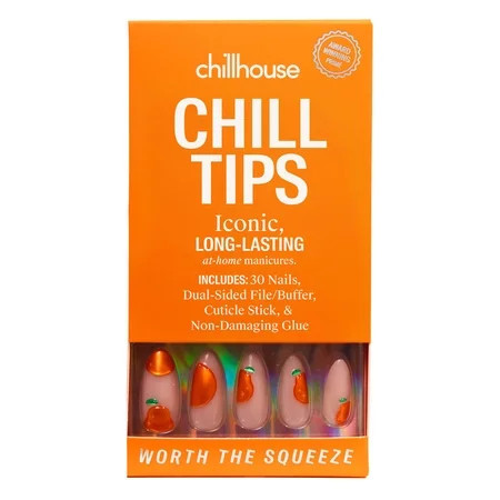 Chillhouse Chill Tips - Signatures Press On Nails Worth the Squeeze Almond Long Orange and Beige 30 Fake Nails | Walmart (US)