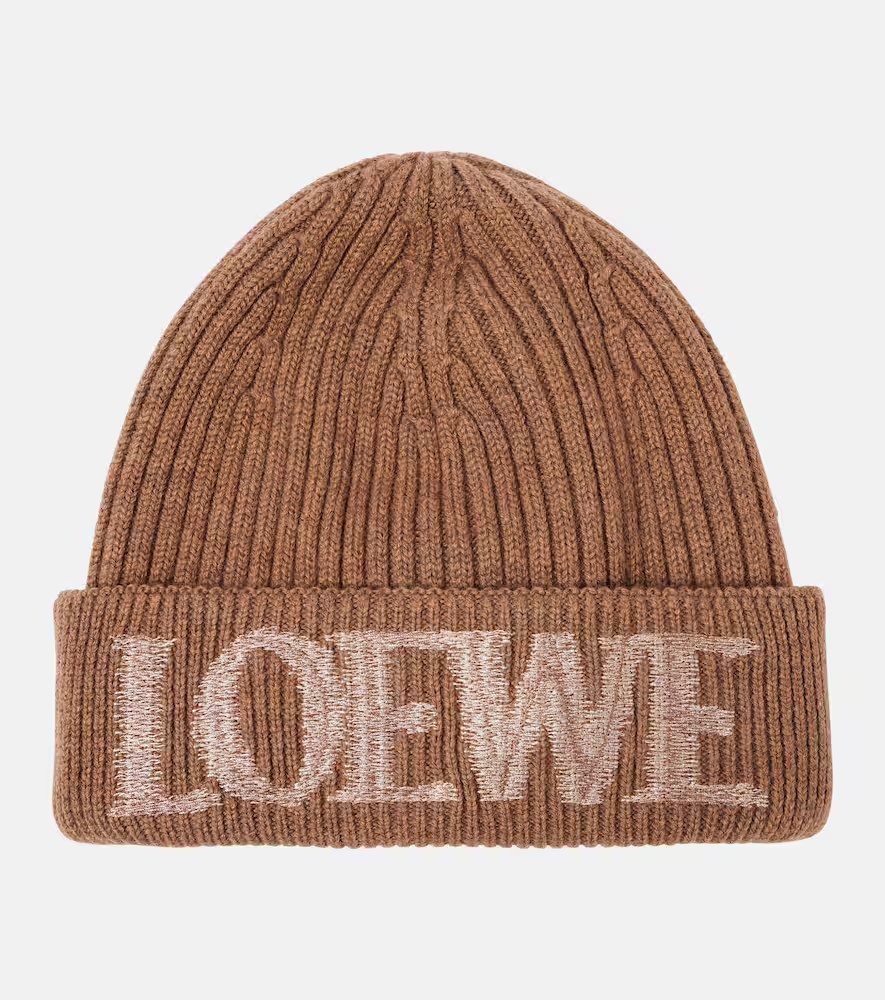 Loewe Logo ribbed-knit wool-blend beanie | Mytheresa (UK)