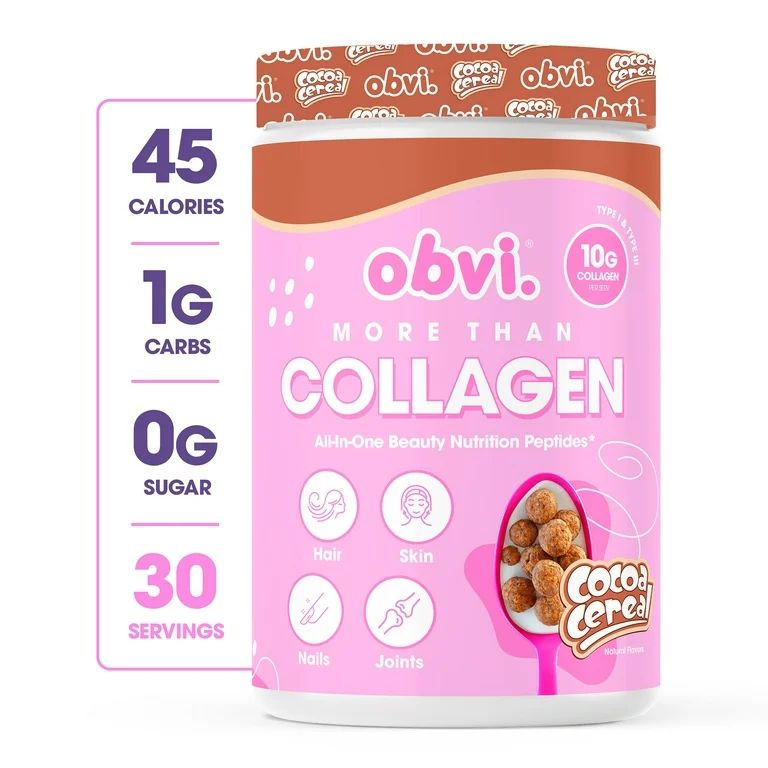 Obvi More than Collagen Peptides Powder, Cocoa Cereal, 30 Servings, 13.68 oz, 10g Collagen | Walmart (US)