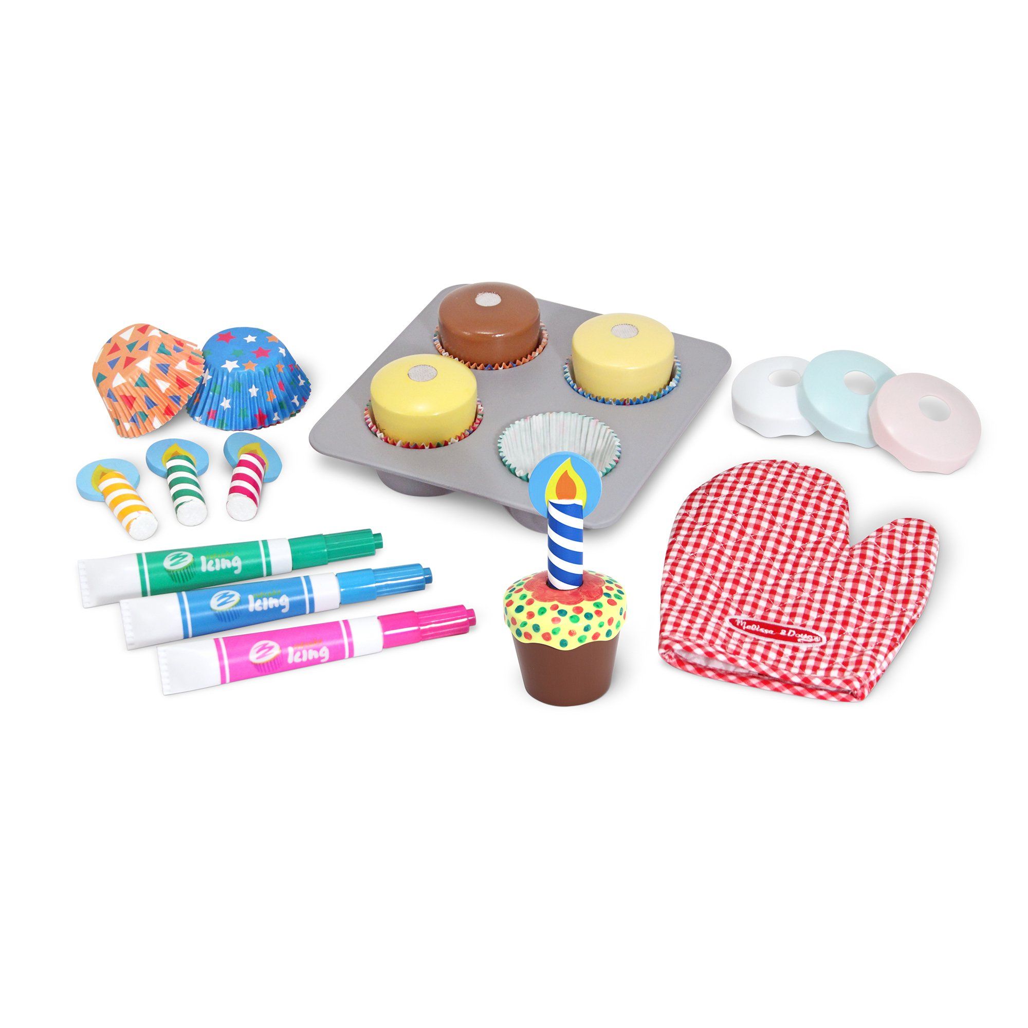 Melissa & Doug Bake and Decorate Wooden Cupcake Play Food Set | Walmart (US)