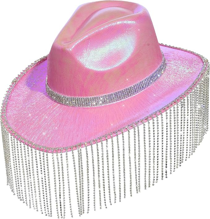 Zivyes Cowgirl Hats for Women Sparkly Fringe Cowboy Hat Disco Bachelorette Halloween Barbie Costu... | Amazon (CA)