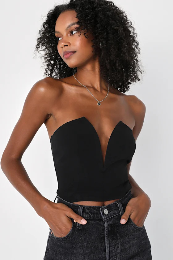 Diva Aura Black V-Neck Tube Top | Lulus (US)