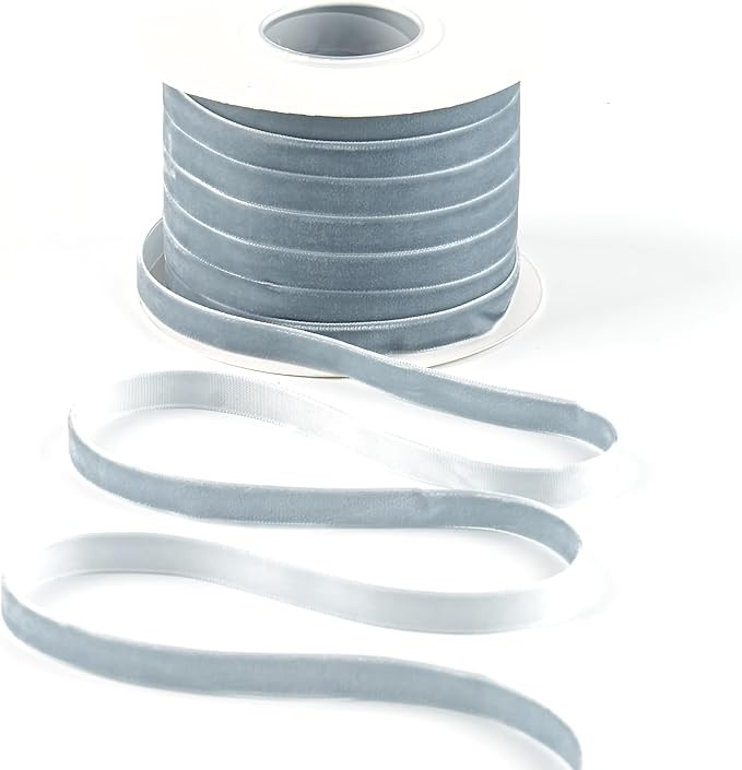 Dusty Blue Velvet Ribbon 3/8 Inch Single Face Thin Velvet Ribbon for Gift Wrapping, Antique Blue ... | Amazon (US)