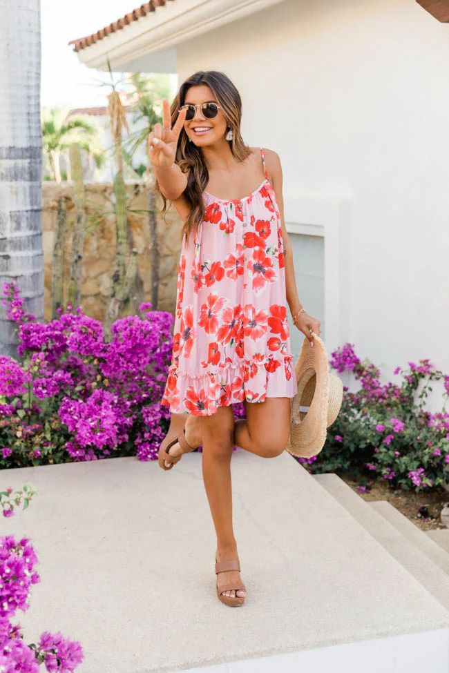 Just Like You Floral Pink Swing Dress FINAL SALE | The Pink Lily Boutique