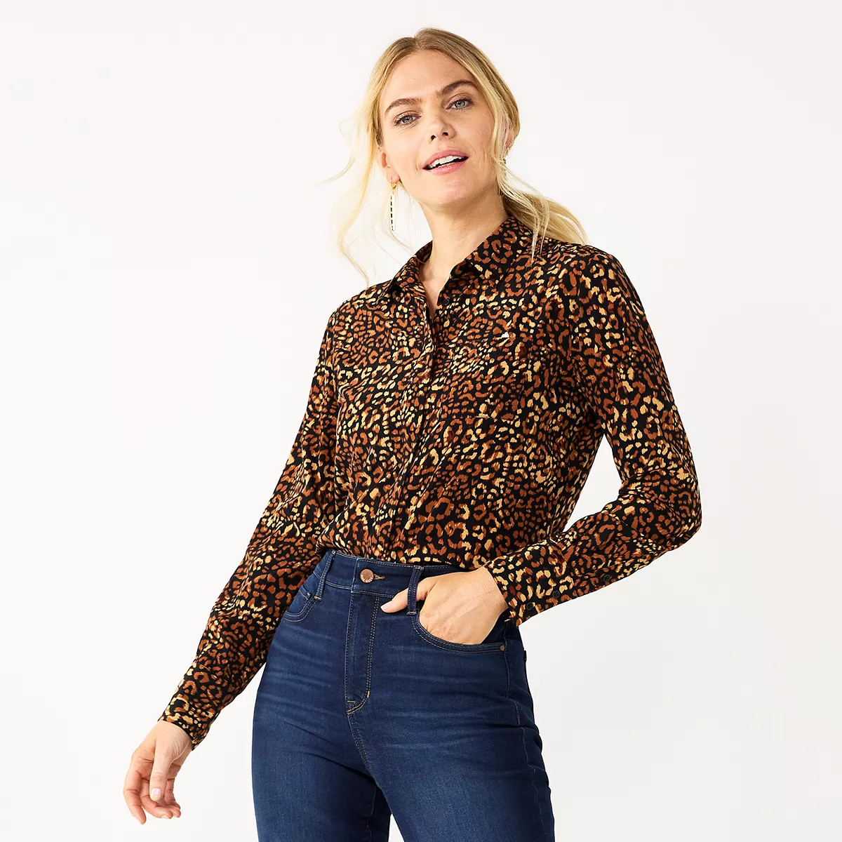 Women's Nine West Drapey Button Down Shirt | Kohl's