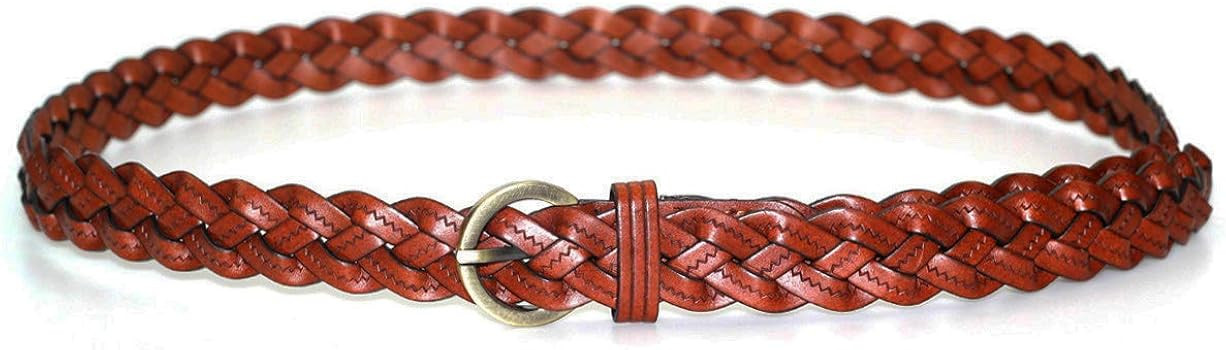 MoYoTo Women's Fashion Thin Braided Leather Belt For Dress with Buckle 20mm | Amazon (US)