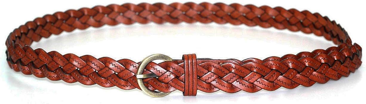 MoYoTo Women's Fashion Thin Braided Leather Belt For Dress with Buckle 20mm | Amazon (US)